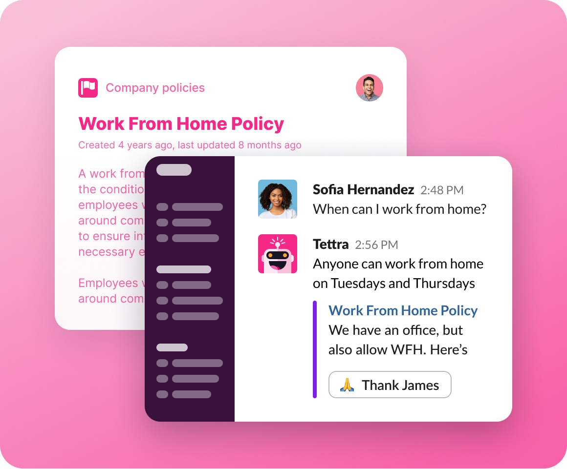 screenshot of tettra's internal Q&A feature