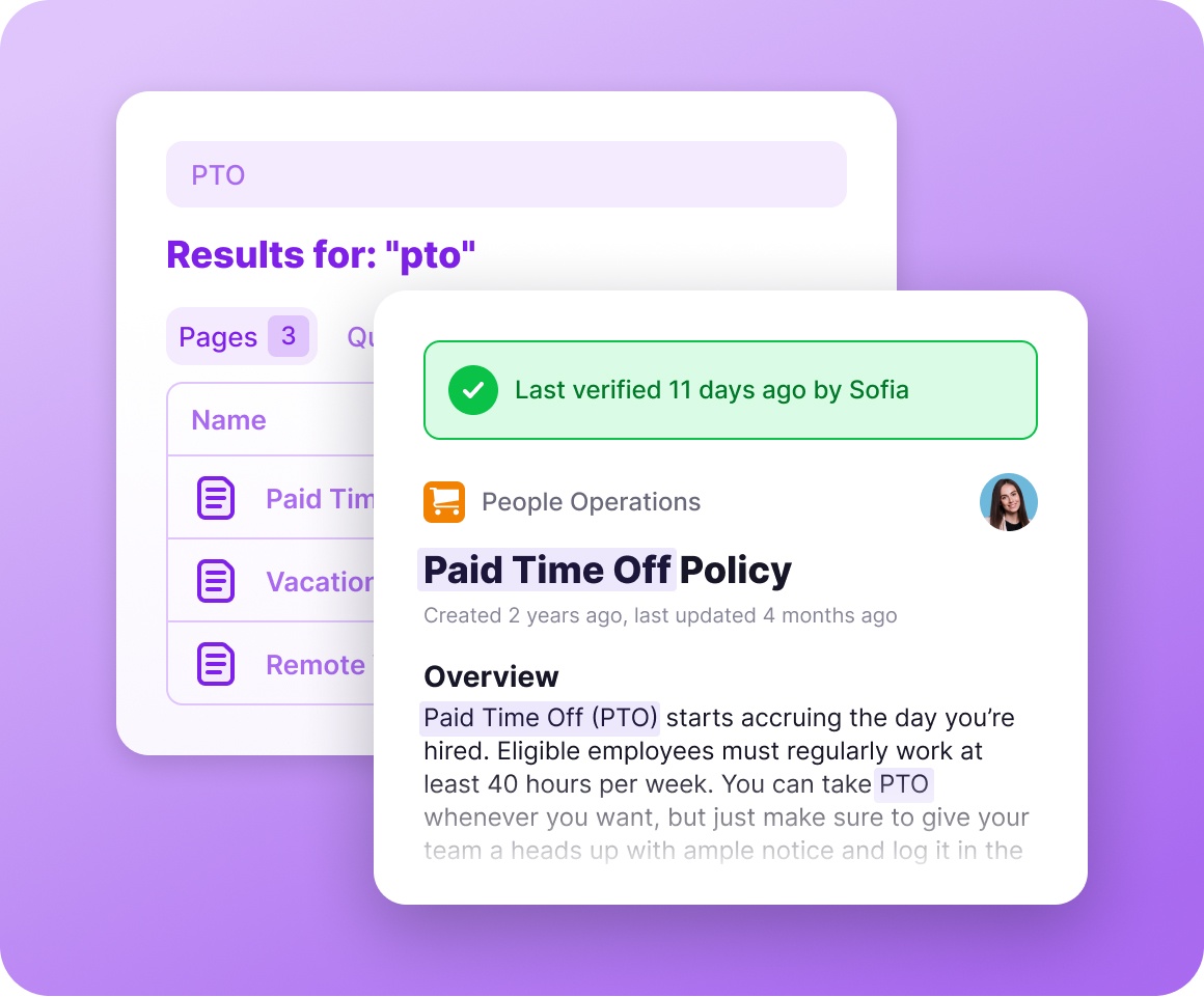 screenshot of tettra's knowledge management automation feature